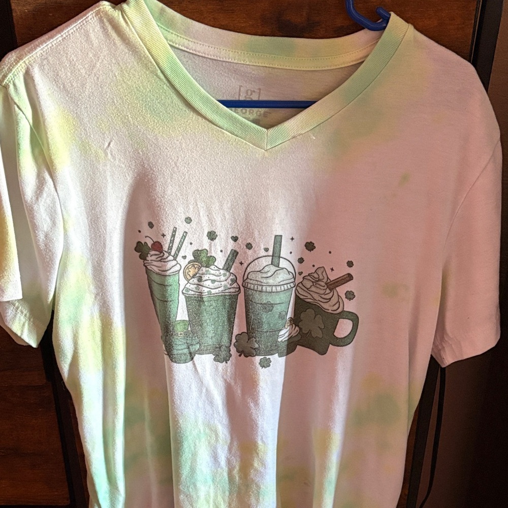 George Green and White Dyed Tee for Adult M Unisex